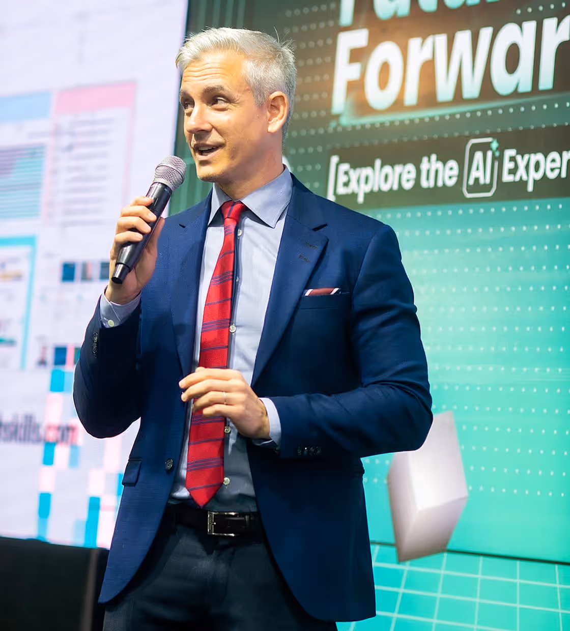 Daniel Nilsson, CEO and co-founder of MuchSkills and Up Strategy Lab, speaking on stage